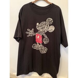 Disney Parks Authentic Original Mickey Mouse Word Art T Shirt XXL Black Cotton